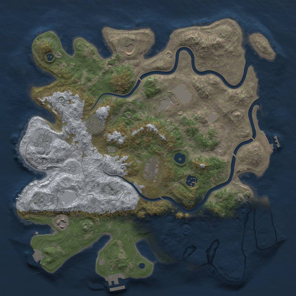 Rust Map: Procedural Map, Size: 3950, Seed: 75698031, 14 Monuments