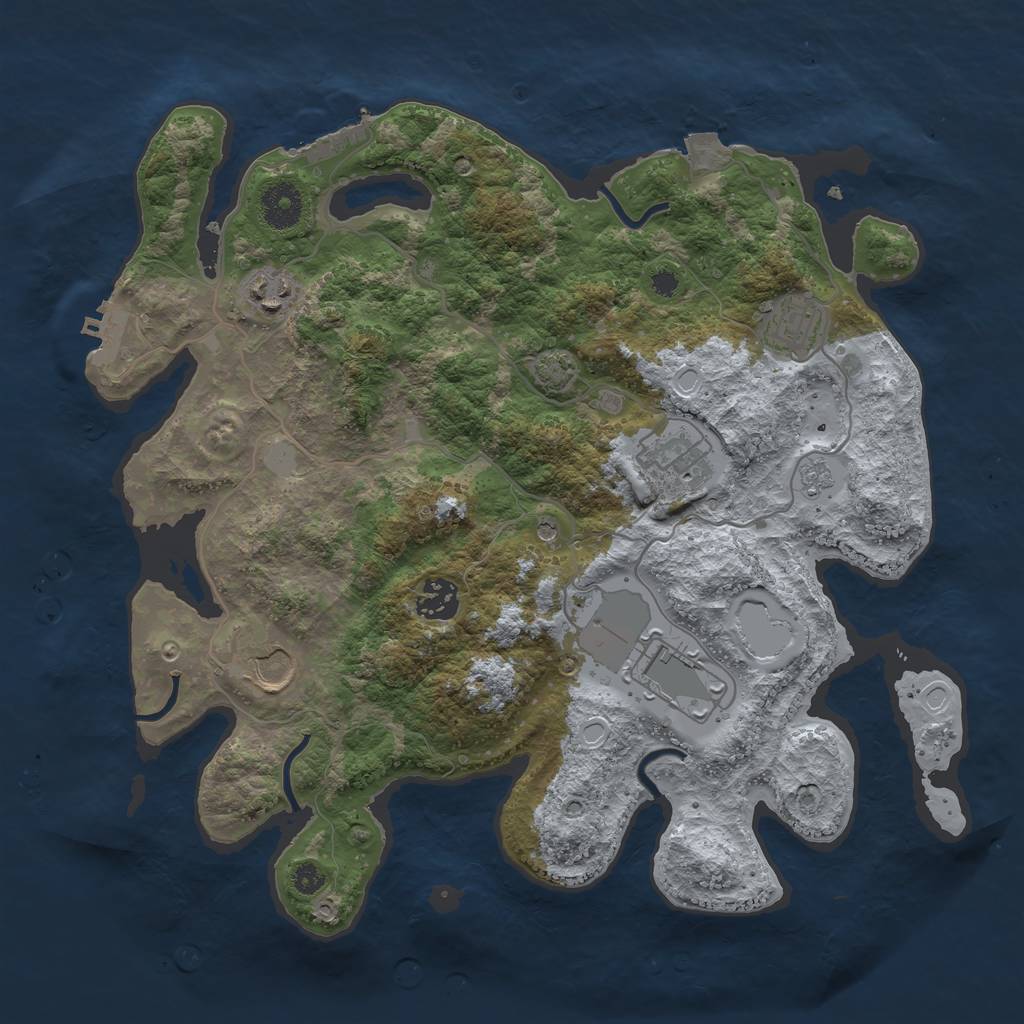 Rust Map: Procedural Map, Size: 3500, Seed: 869005097, 14 Monuments