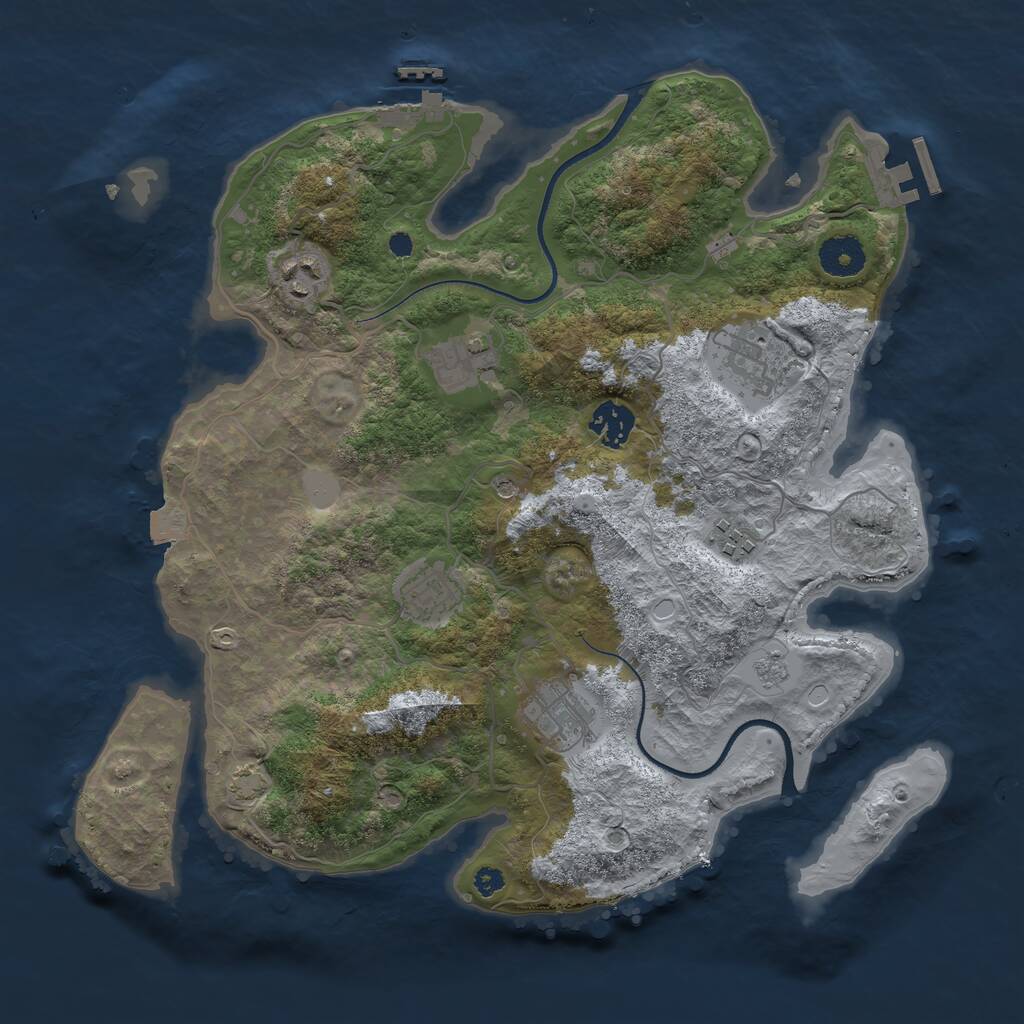 Rust Map: Procedural Map, Size: 3500, Seed: 471560331, 13 Monuments