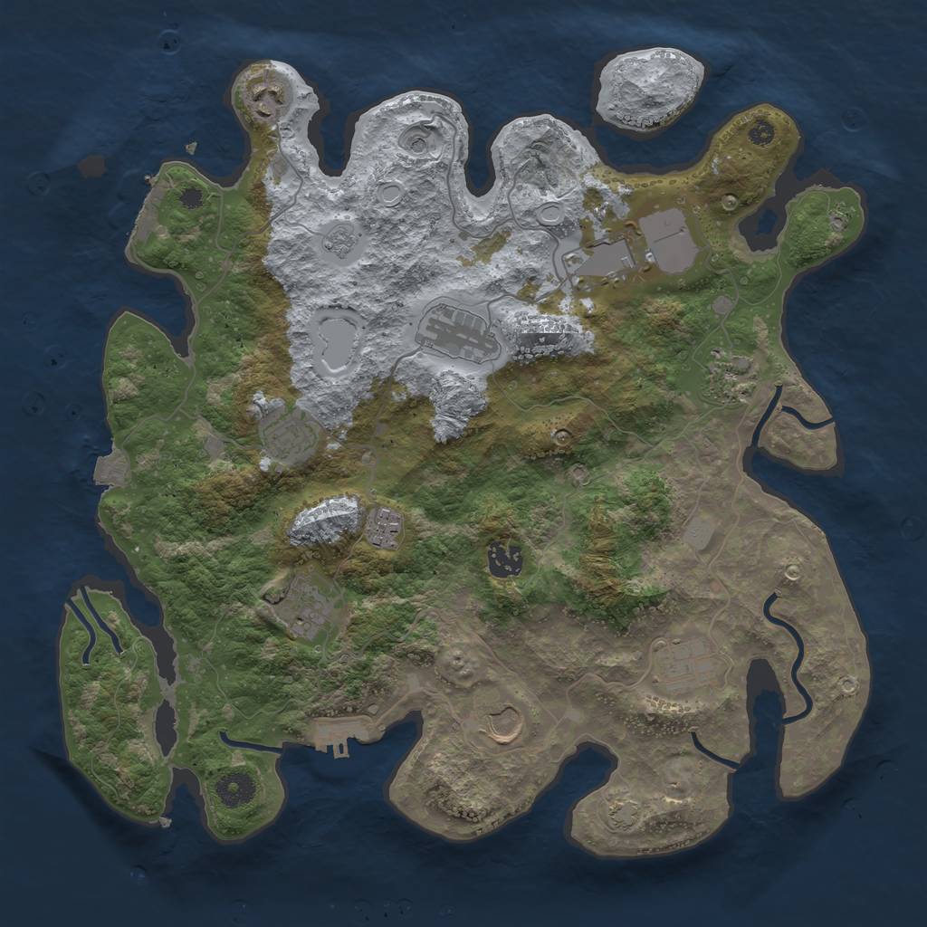 Rust Map: Procedural Map, Size: 3750, Seed: 934833, 18 Monuments
