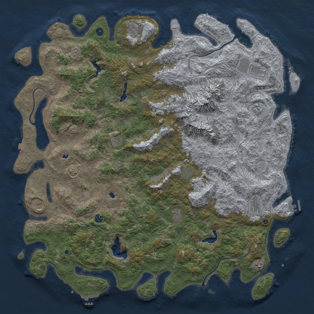 Rust Map: Procedural Map, Size: 6000, Seed: 1184764397, 17 Monuments