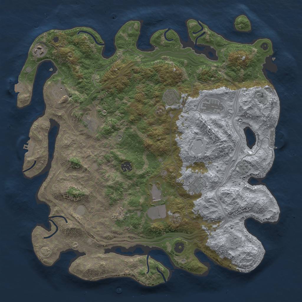 Rust Map: Procedural Map, Size: 4250, Seed: 335562771, 18 Monuments