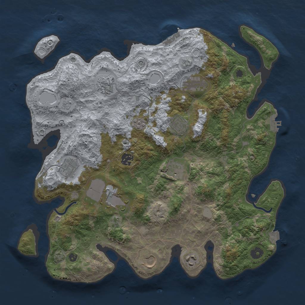 Rust Map: Procedural Map, Size: 3750, Seed: 4568566, 18 Monuments