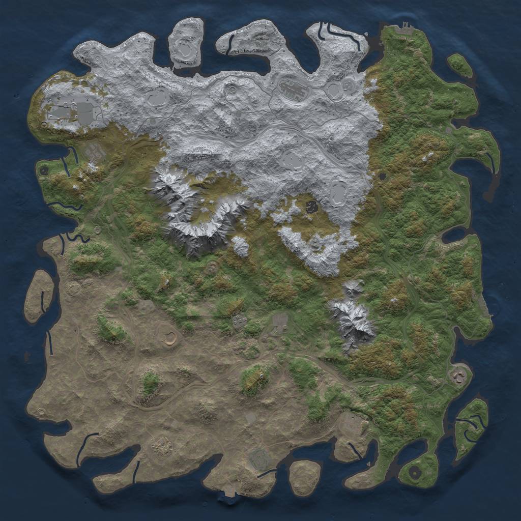 Rust Map: Procedural Map, Size: 6000, Seed: 557364092, 19 Monuments