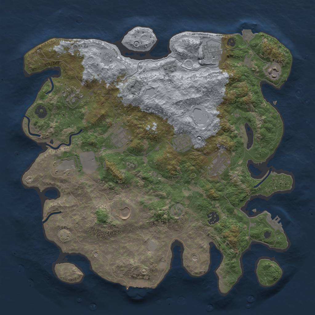 Rust Map: Procedural Map, Size: 3800, Seed: 126945001, 18 Monuments