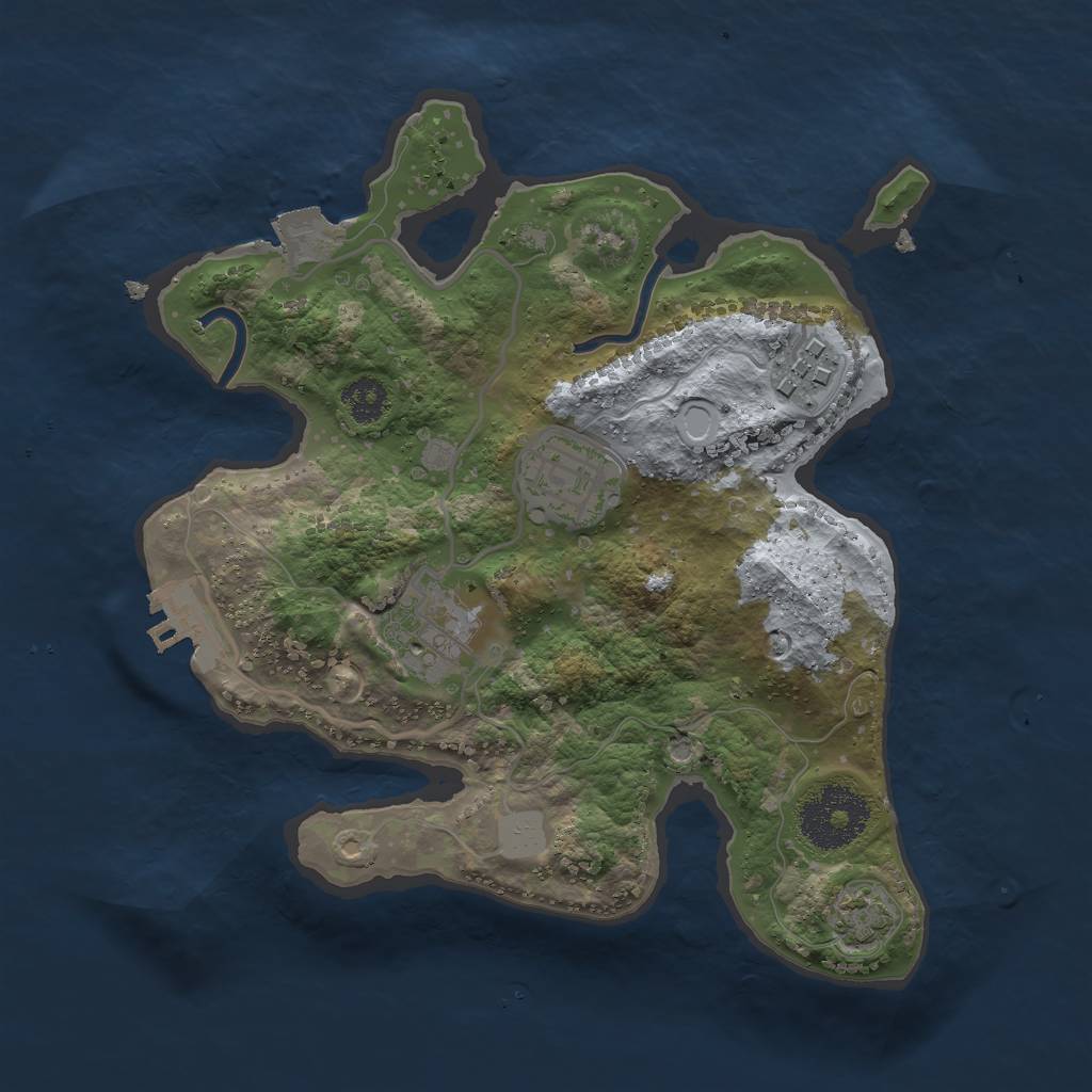 Rust Map: Procedural Map, Size: 2500, Seed: 54484094, 8 Monuments