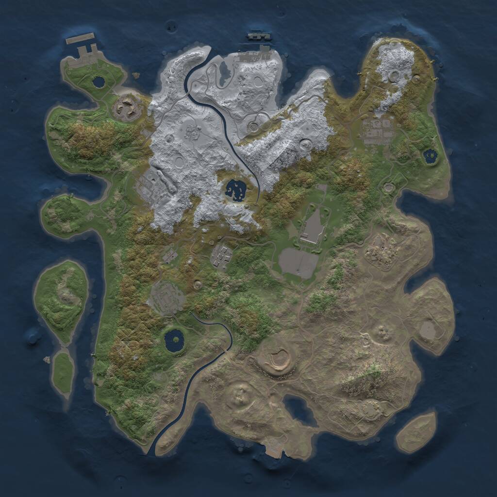 Rust Map: Procedural Map, Size: 3500, Seed: 95026125, 15 Monuments