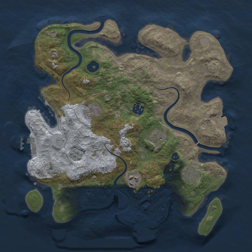 Rust Map: Procedural Map, Size: 3250, Seed: 1127178465, 12 Monuments