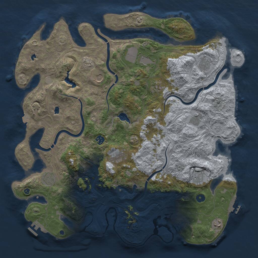 Rust Map: Procedural Map, Size: 4500, Seed: 952484298, 17 Monuments