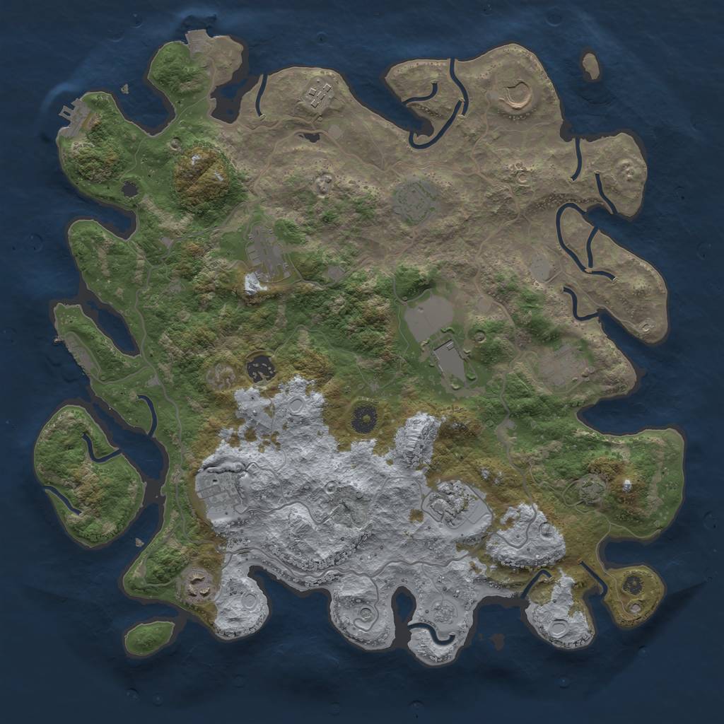 Rust Map: Procedural Map, Size: 4000, Seed: 33942174, 18 Monuments