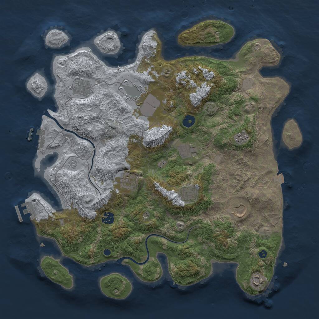 Rust Map: Procedural Map, Size: 3850, Seed: 32001425, 15 Monuments