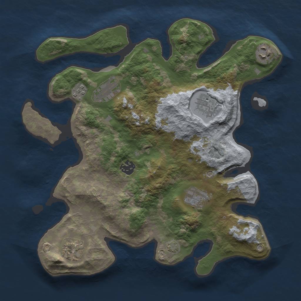 Rust Map: Barren, Size: 3200, Seed: 53467, 11 Monuments