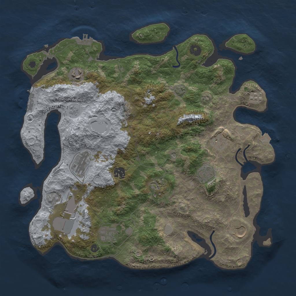 Rust Map: Procedural Map, Size: 3800, Seed: 1888797, 18 Monuments