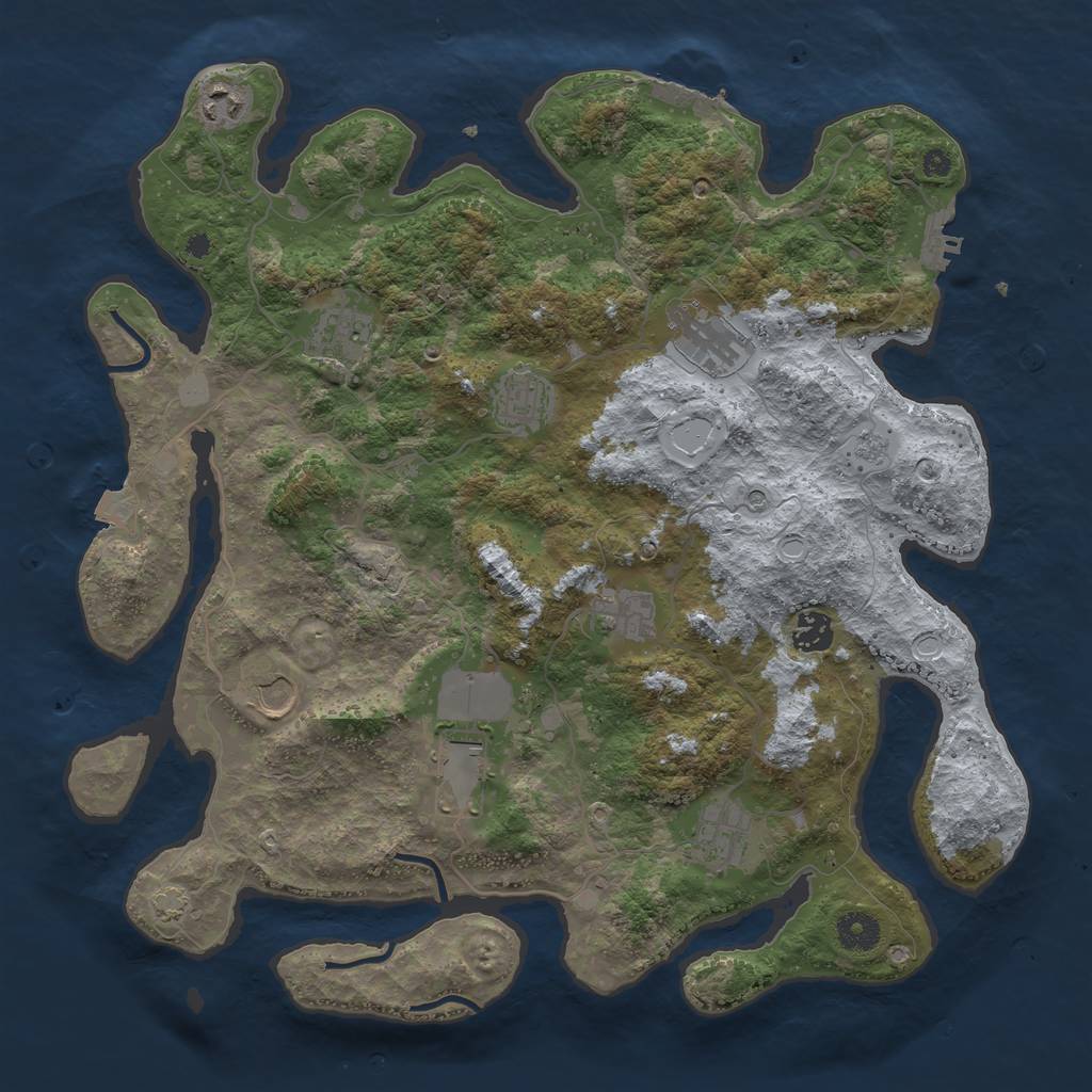 Rust Map: Procedural Map, Size: 3900, Seed: 76867618, 17 Monuments