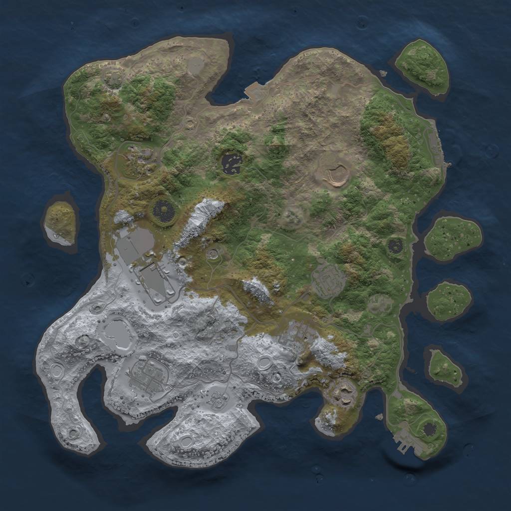 Rust Map: Procedural Map, Size: 3500, Seed: 23842856, 16 Monuments