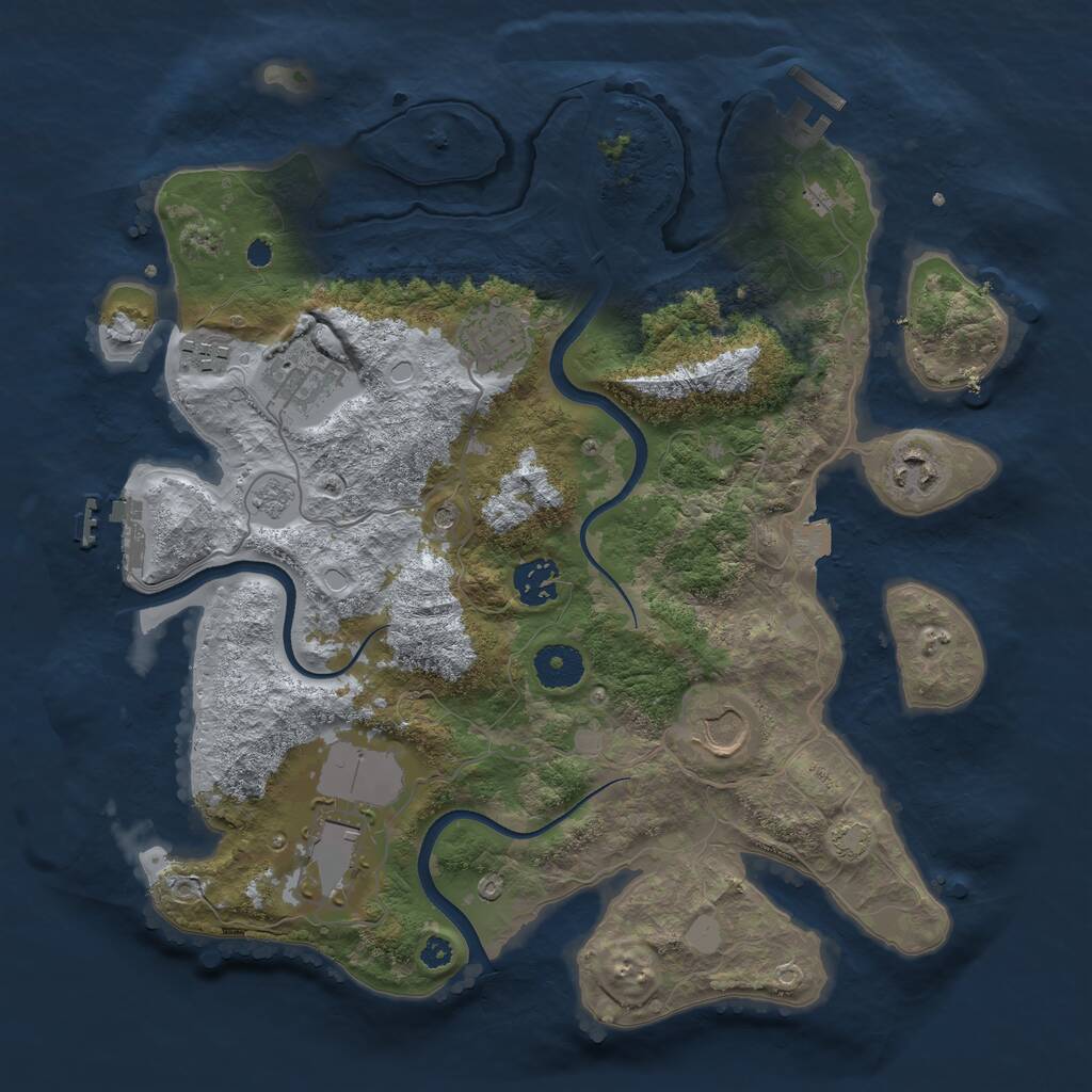 Rust Map: Procedural Map, Size: 3500, Seed: 1328205394, 13 Monuments