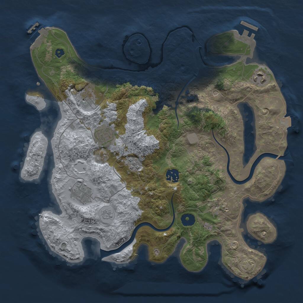 Rust Map: Procedural Map, Size: 3350, Seed: 25412423, 13 Monuments