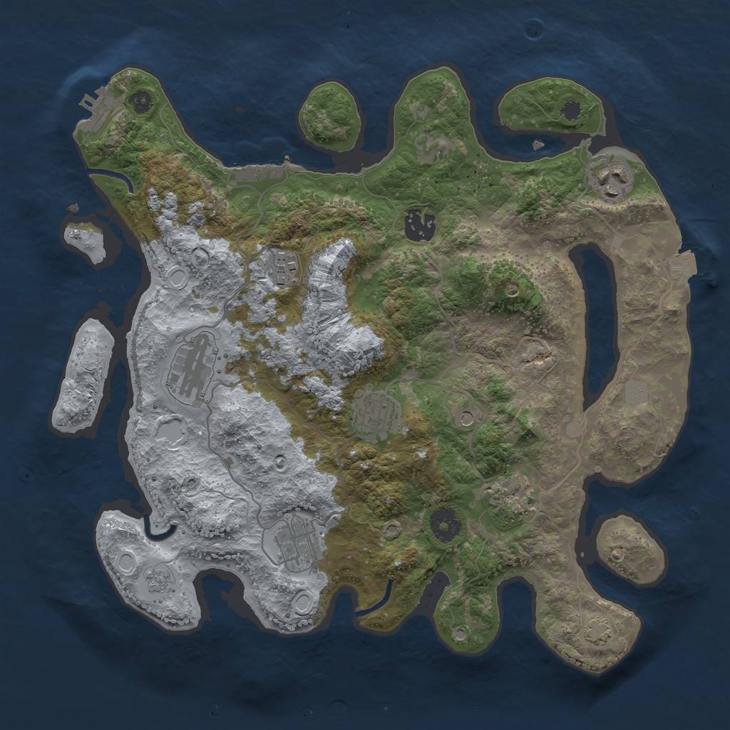 Rust Map: Procedural Map, Size: 3350, Seed: 25412423, 15 Monuments