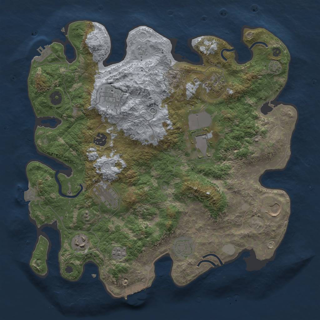 Rust Map: Procedural Map, Size: 3650, Seed: 76434724, 17 Monuments