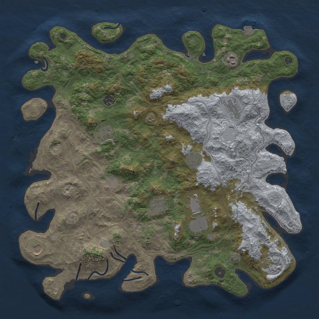 Rust Map: Procedural Map, Size: 4500, Seed: 974143652, 17 Monuments