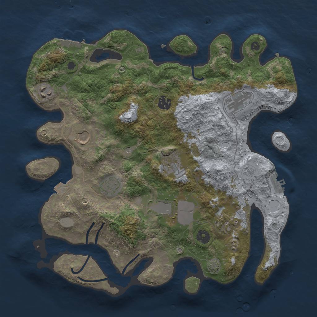 Rust Map: Procedural Map, Size: 3500, Seed: 5627153, 16 Monuments