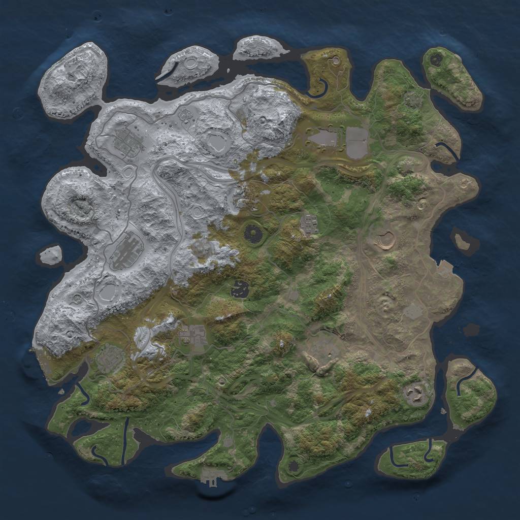 Rust Map: Procedural Map, Size: 4250, Seed: 1412694427, 19 Monuments