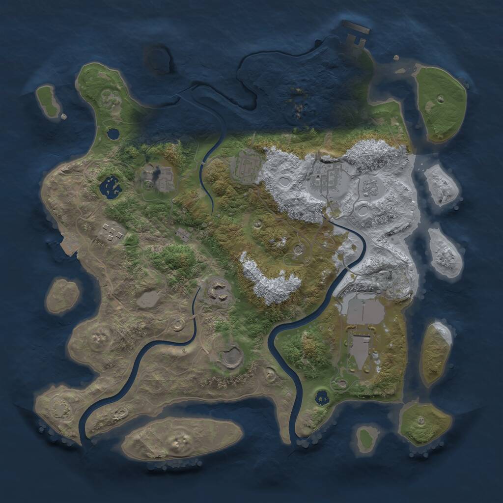 Rust Map: Procedural Map, Size: 3500, Seed: 2015635310, 13 Monuments