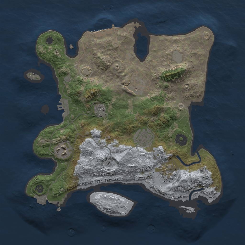 Rust Map: Procedural Map, Size: 3000, Seed: 1042728031, 12 Monuments