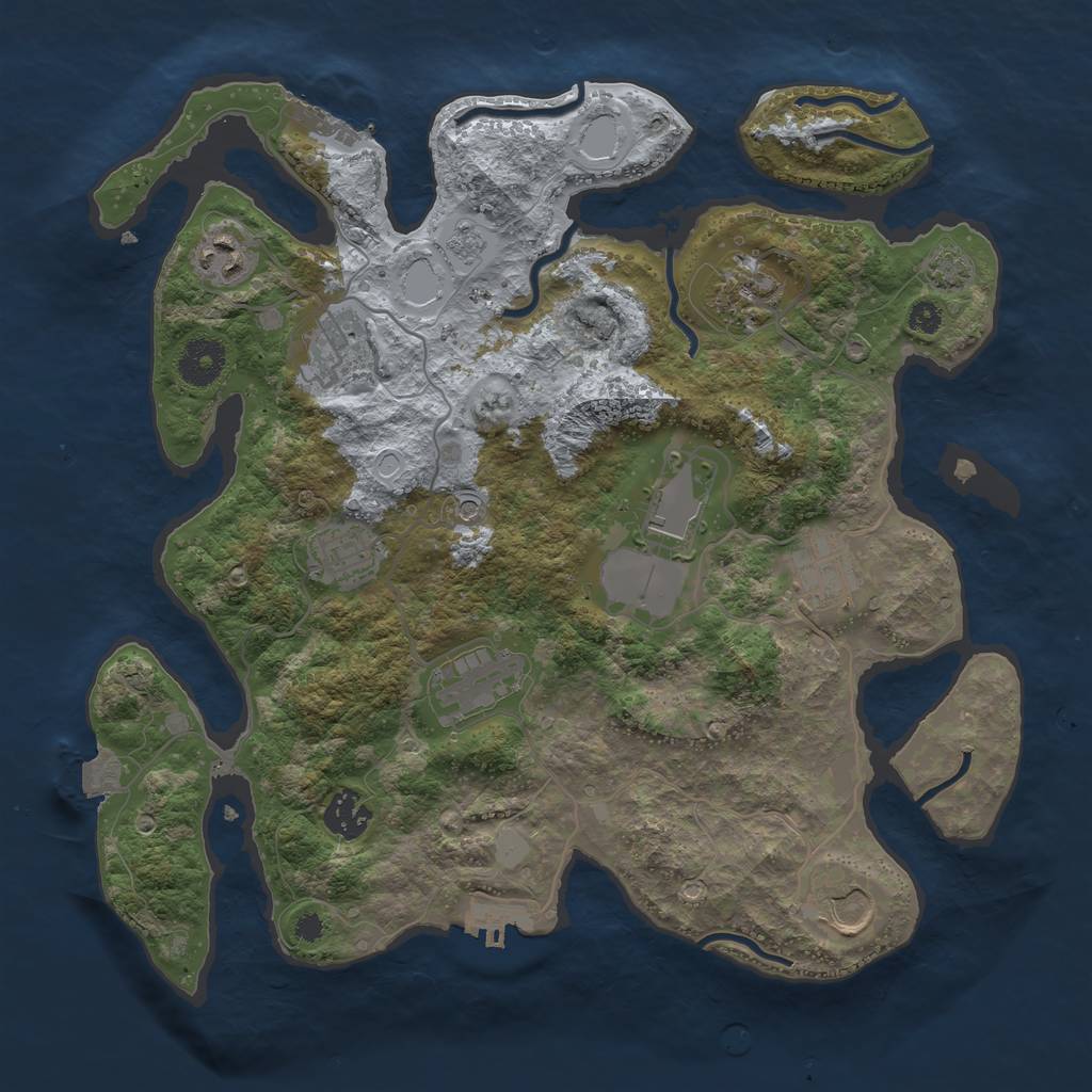 Rust Map: Procedural Map, Size: 3500, Seed: 909365154, 17 Monuments