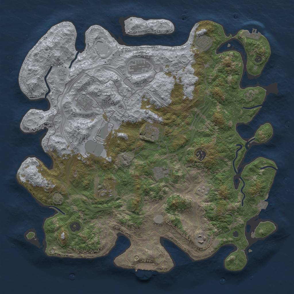 Rust Map: Procedural Map, Size: 4250, Seed: 497354836, 18 Monuments