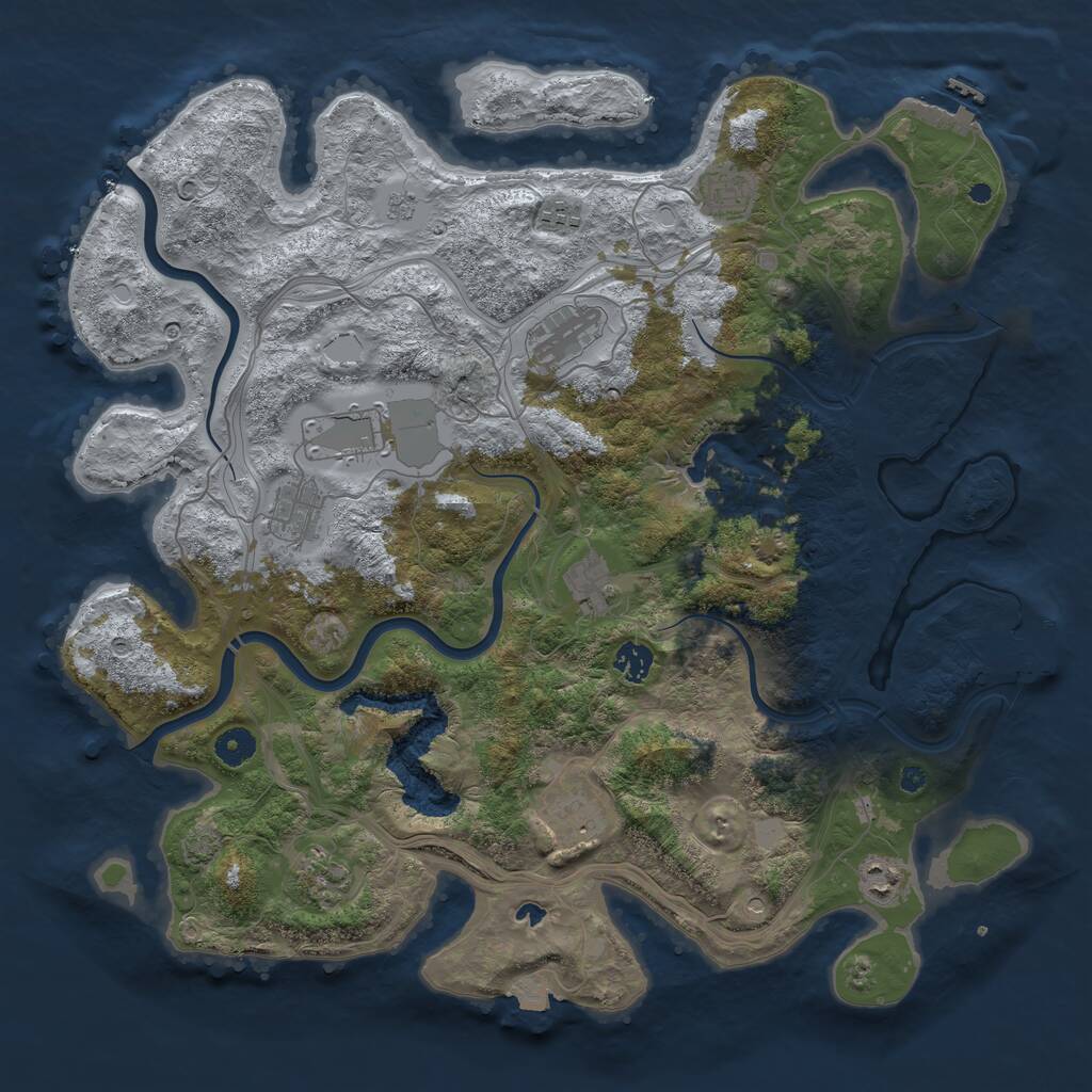 Rust Map: Procedural Map, Size: 4250, Seed: 497354836, 16 Monuments