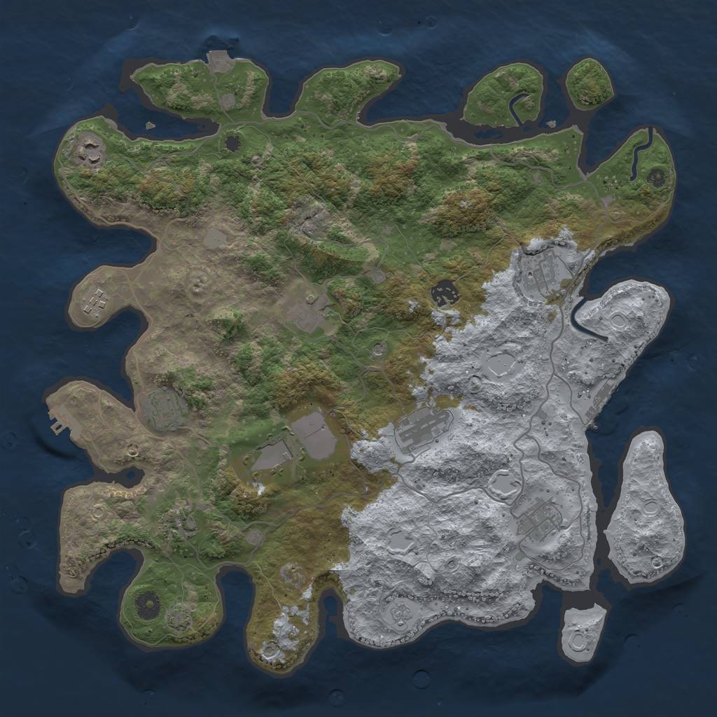 Rust Map: Procedural Map, Size: 4000, Seed: 648083, 18 Monuments