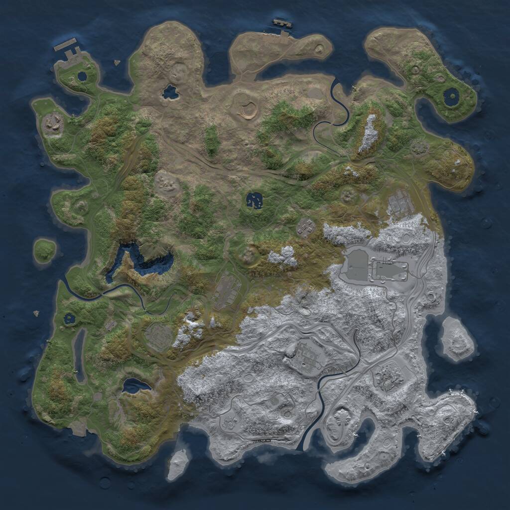 Rust Map: Procedural Map, Size: 4400, Seed: 16451827, 16 Monuments