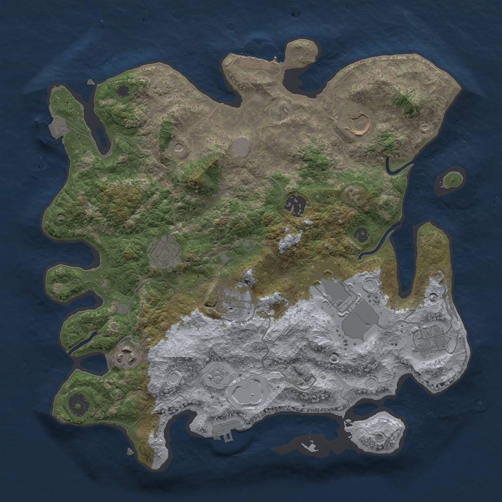 Rust Map: Procedural Map, Size: 3550, Seed: 42763041, 15 Monuments