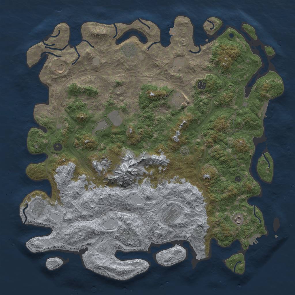 Rust Map: Procedural Map, Size: 5000, Seed: 100250, 19 Monuments