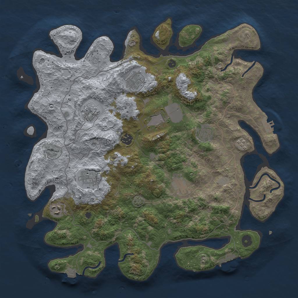 Rust Map: Procedural Map, Size: 4000, Seed: 2387948, 17 Monuments