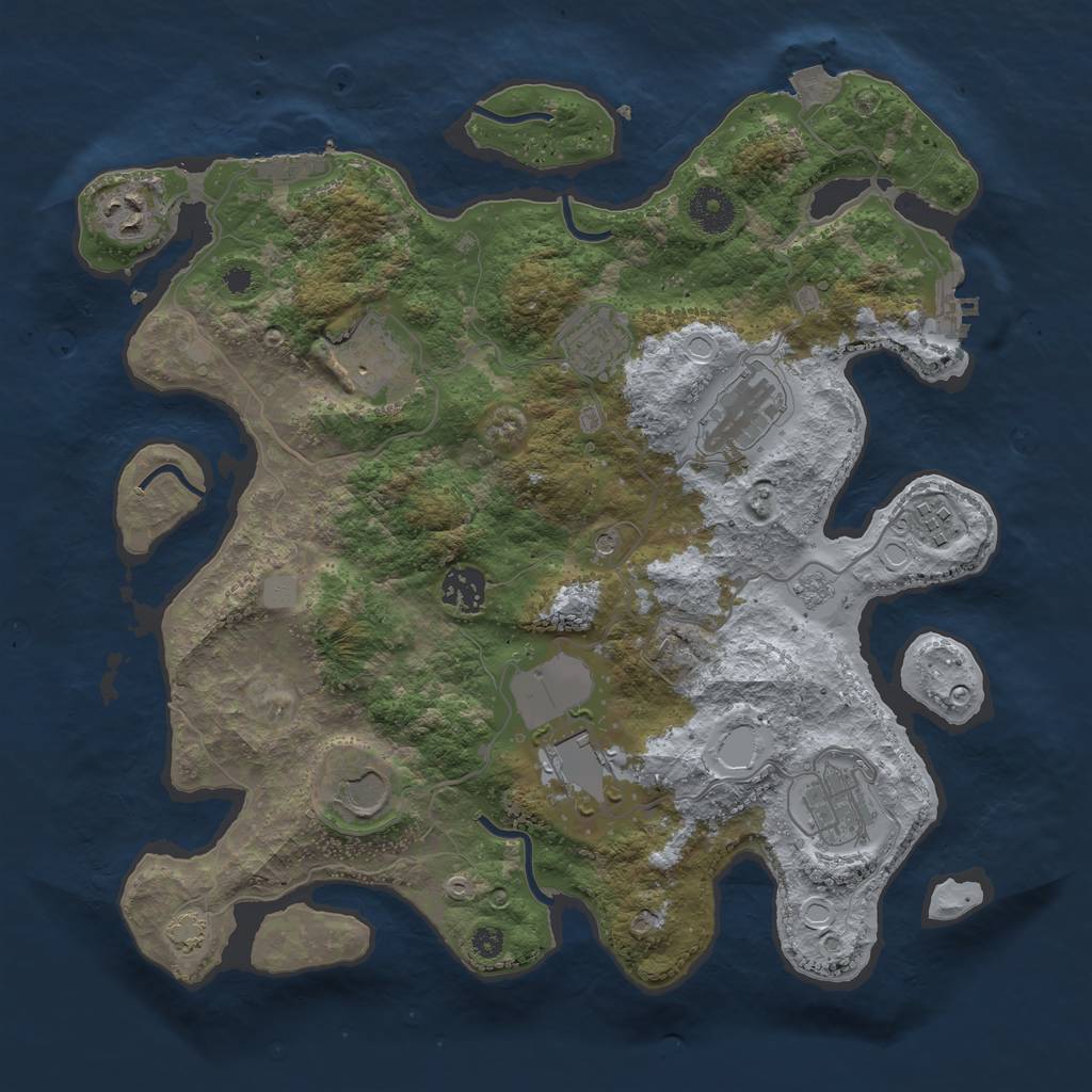 Rust Map: Procedural Map, Size: 3550, Seed: 33887837, 17 Monuments