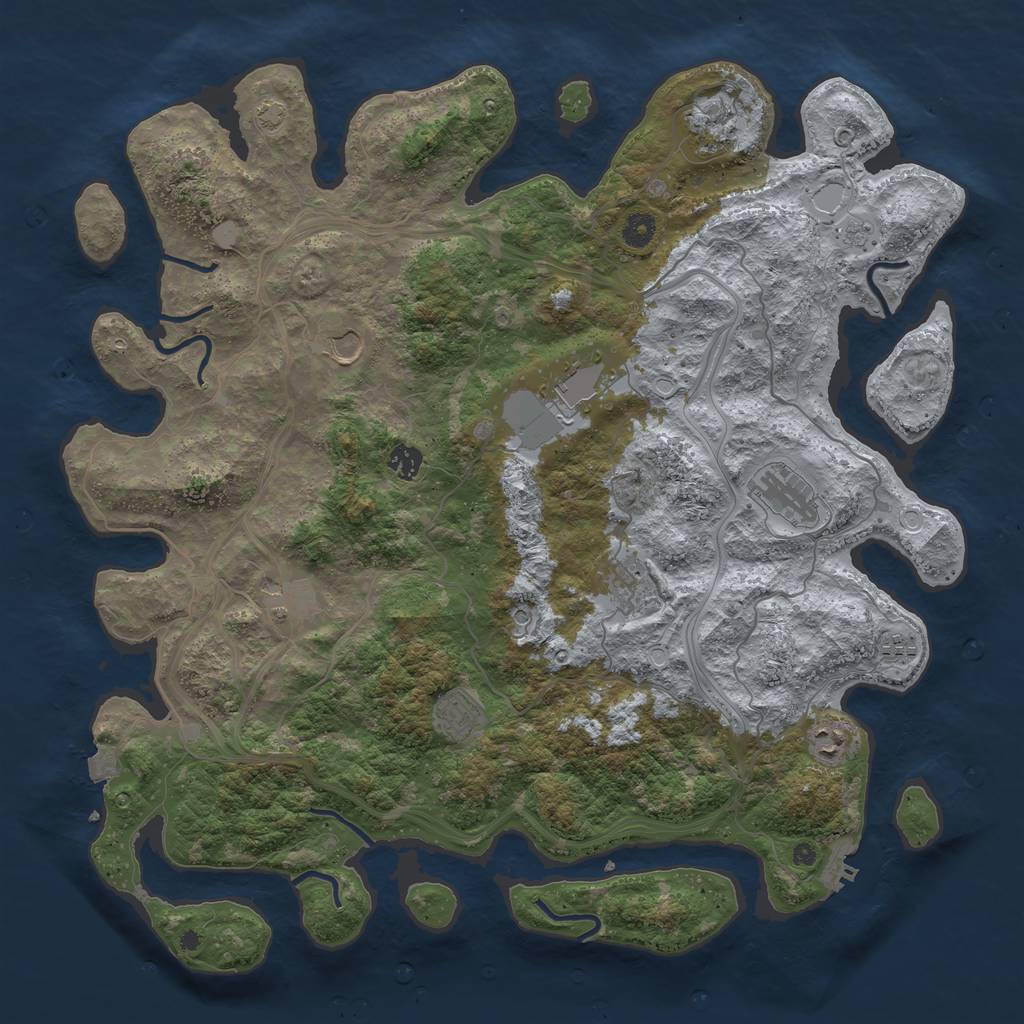 Rust Map: Procedural Map, Size: 4500, Seed: 800851, 17 Monuments