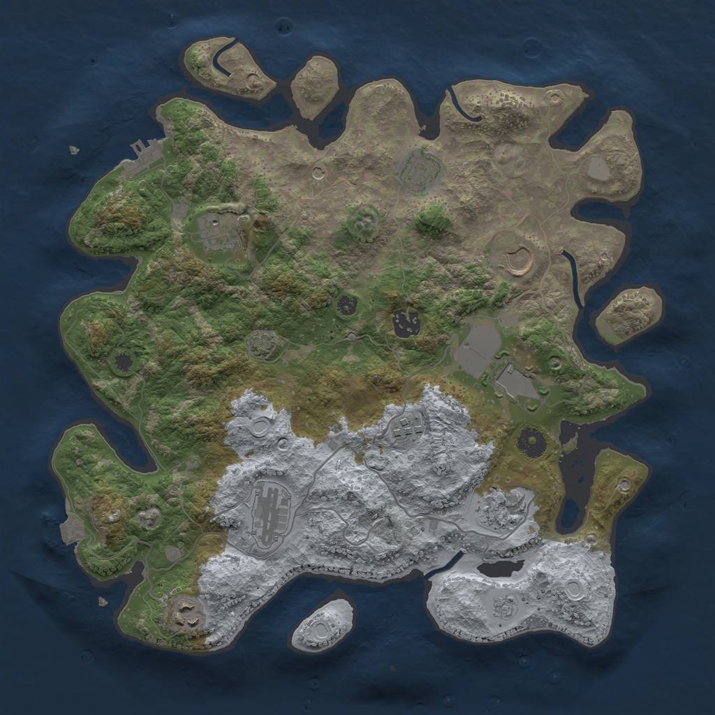 Rust Map: Procedural Map, Size: 3700, Seed: 35691066, 16 Monuments