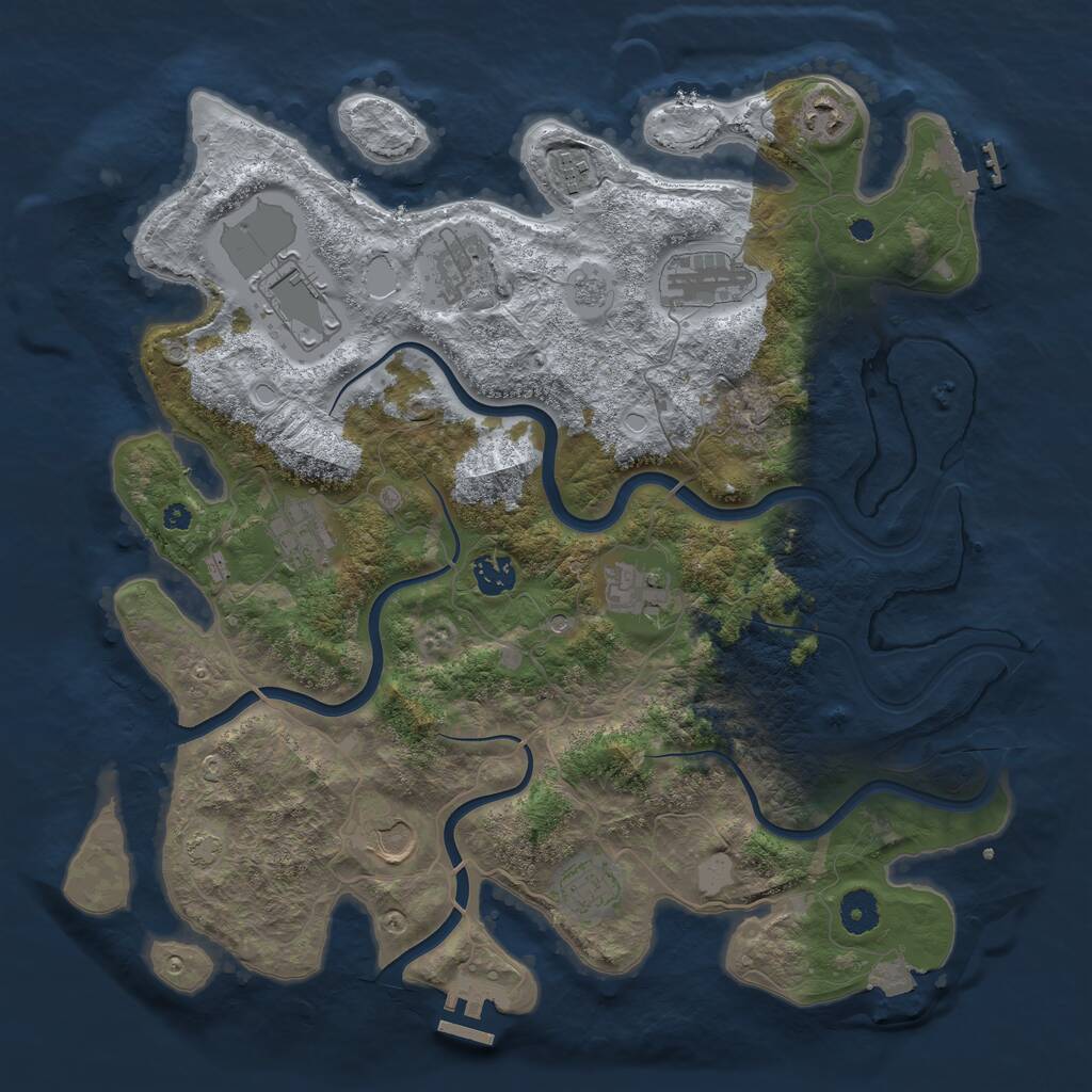 Rust Map: Procedural Map, Size: 3900, Seed: 4463745, 16 Monuments