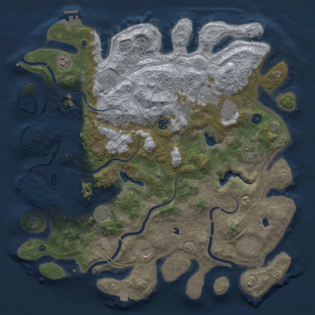 Rust Map: Procedural Map, Size: 4500, Seed: 402788117, 16 Monuments