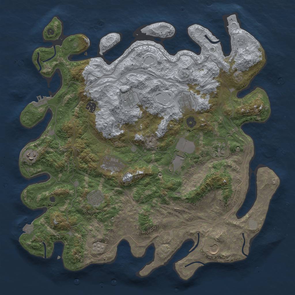 Rust Map: Procedural Map, Size: 4250, Seed: 1091020426, 17 Monuments