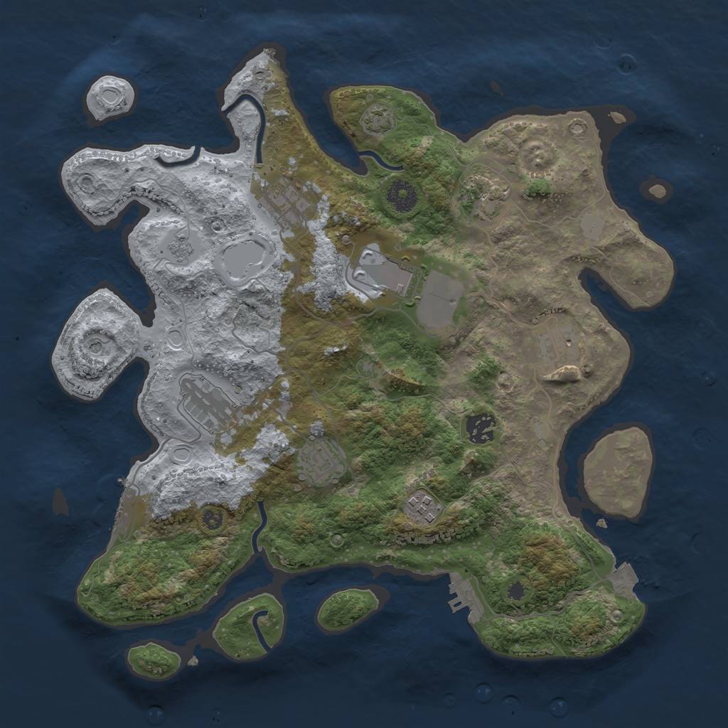 Rust Map: Procedural Map, Size: 3500, Seed: 6908232, 16 Monuments