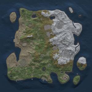 Thumbnail Rust Map: Procedural Map, Size: 3500, Seed: 3353, 14 Monuments