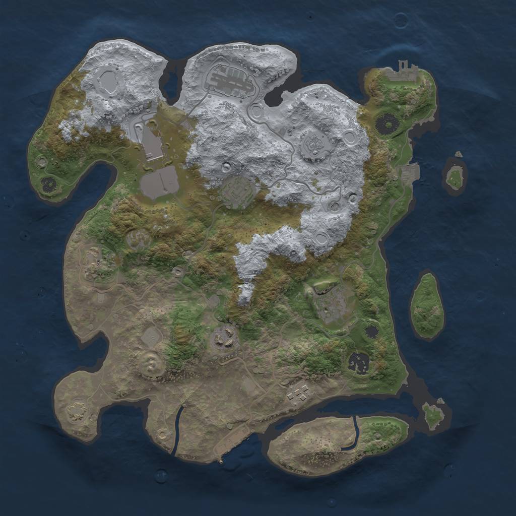 Rust Map: Procedural Map, Size: 3500, Seed: 96611428, 16 Monuments