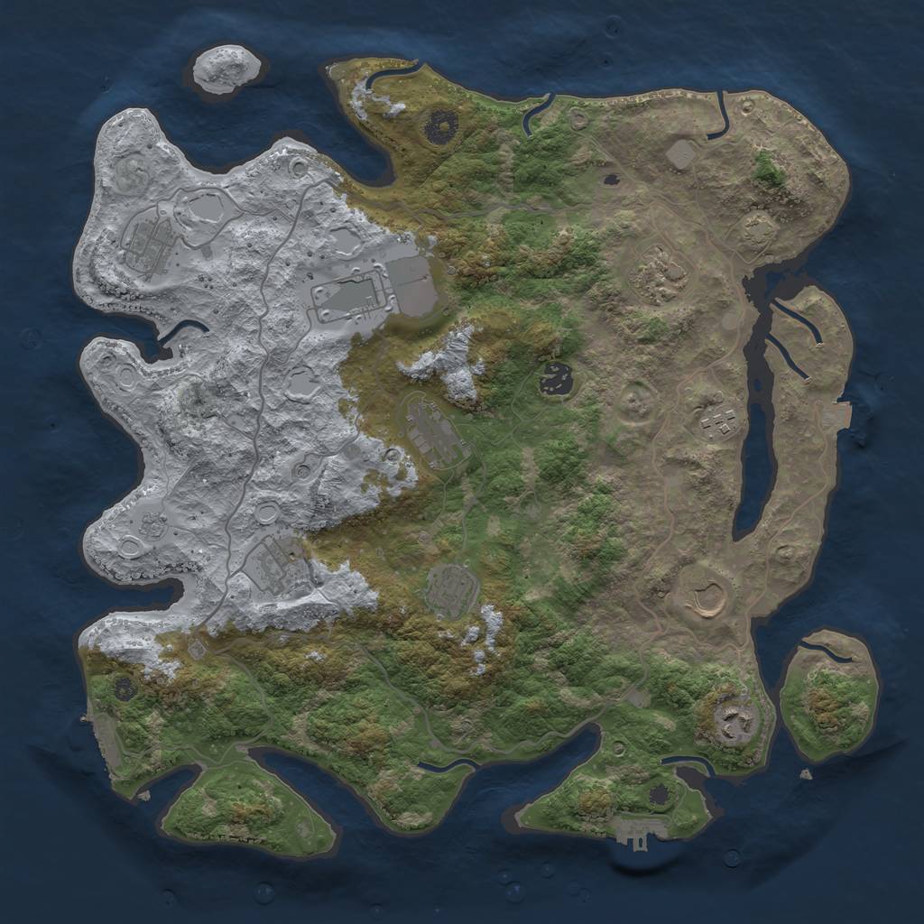 Rust Map: Procedural Map, Size: 4000, Seed: 87795, 18 Monuments