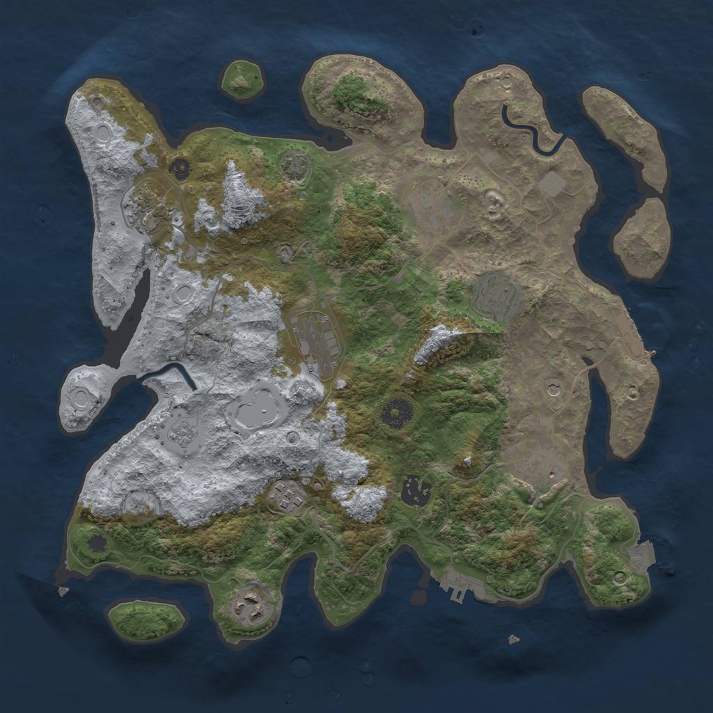 Rust Map: Procedural Map, Size: 3450, Seed: 43989842, 16 Monuments