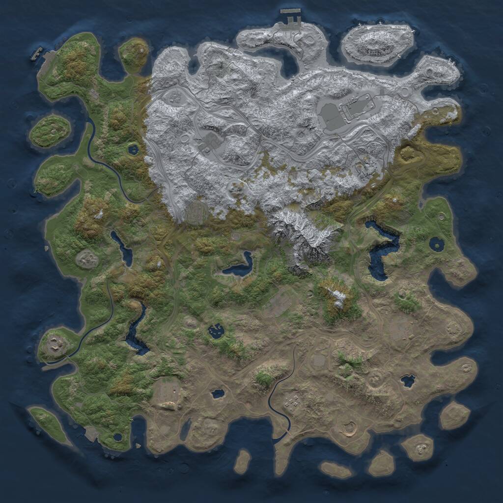 Rust Map: Procedural Map, Size: 5000, Seed: 6102023, 17 Monuments
