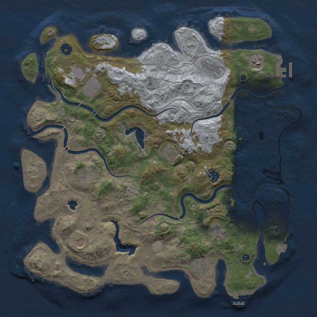 Rust Map: Procedural Map, Size: 4250, Seed: 76993228, 16 Monuments