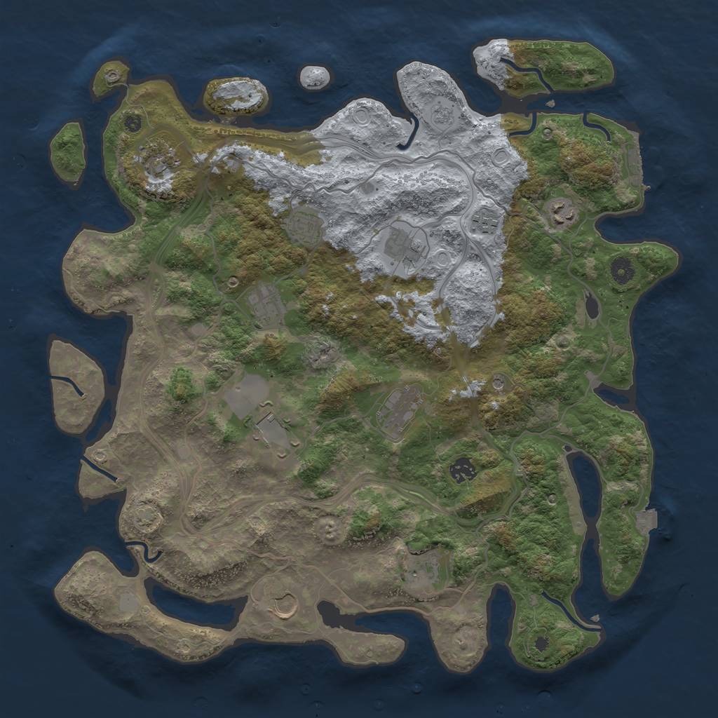 Rust Map: Procedural Map, Size: 4250, Seed: 76993228, 18 Monuments